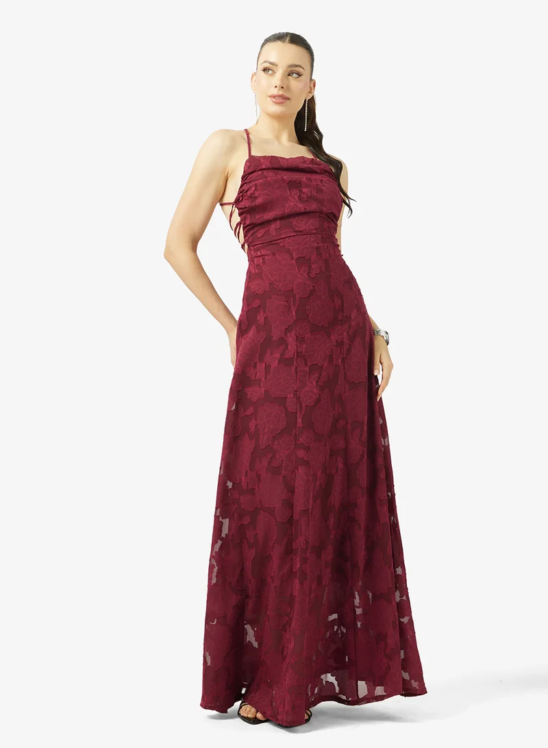 Ginger Strappy Square Neck Lace A Line Dress